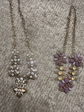JCREW Eye-catching gold-tone statement necklaces.